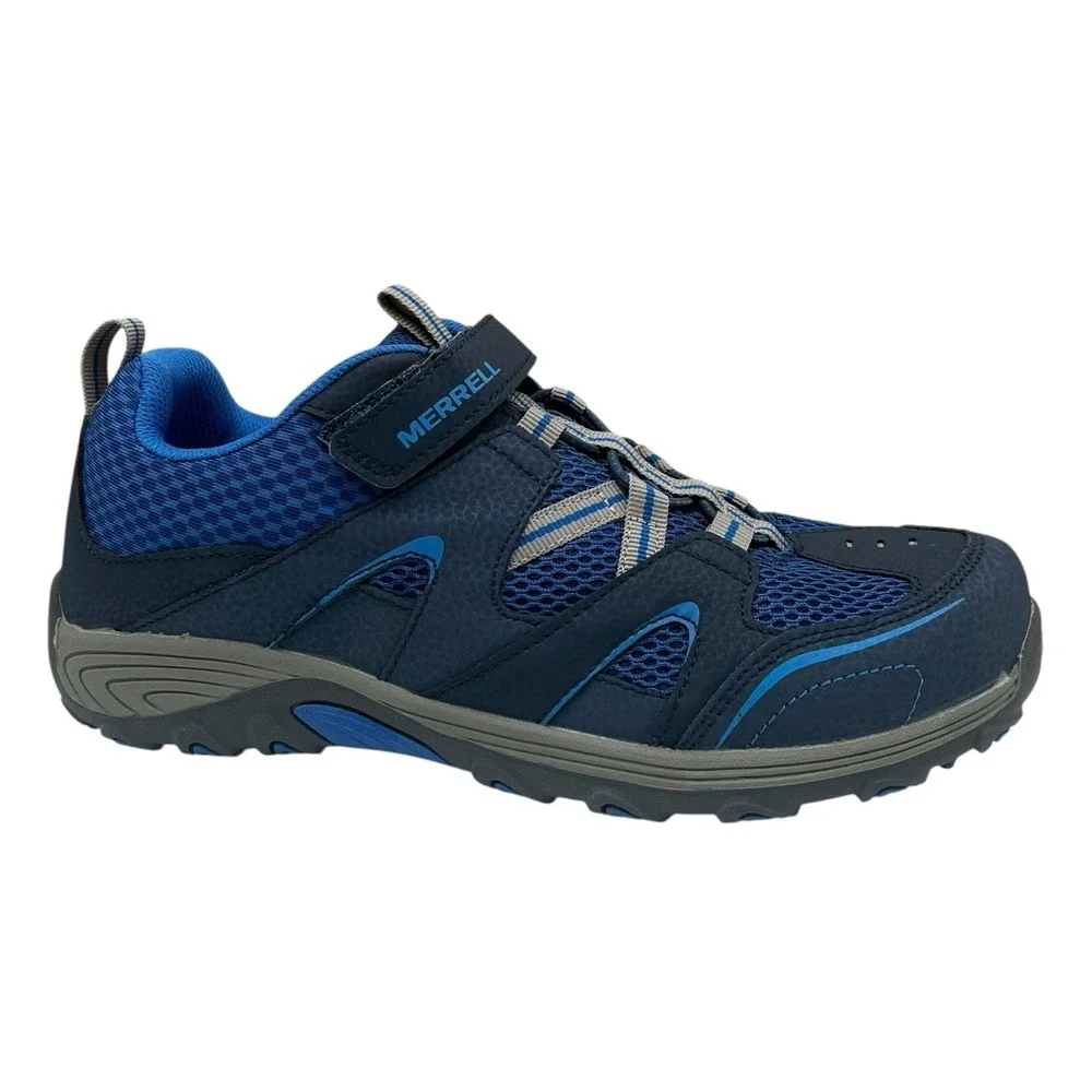 Merrell Big Boys Trail Chaser Hiking Leather Shoes Size 6.5 Blue Gray Slip-on